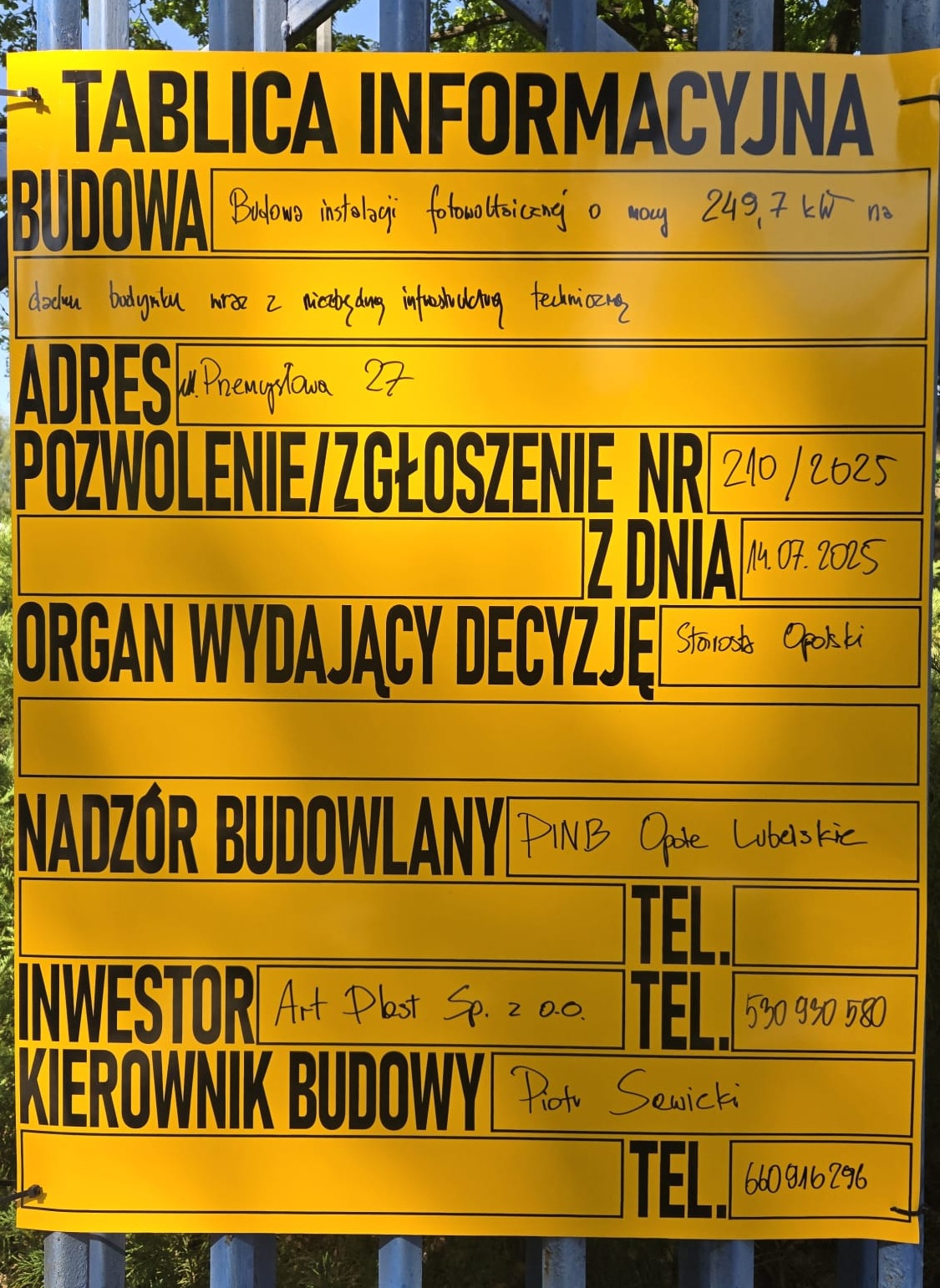 Tablica informacyjna BUDOWA 05-2025c